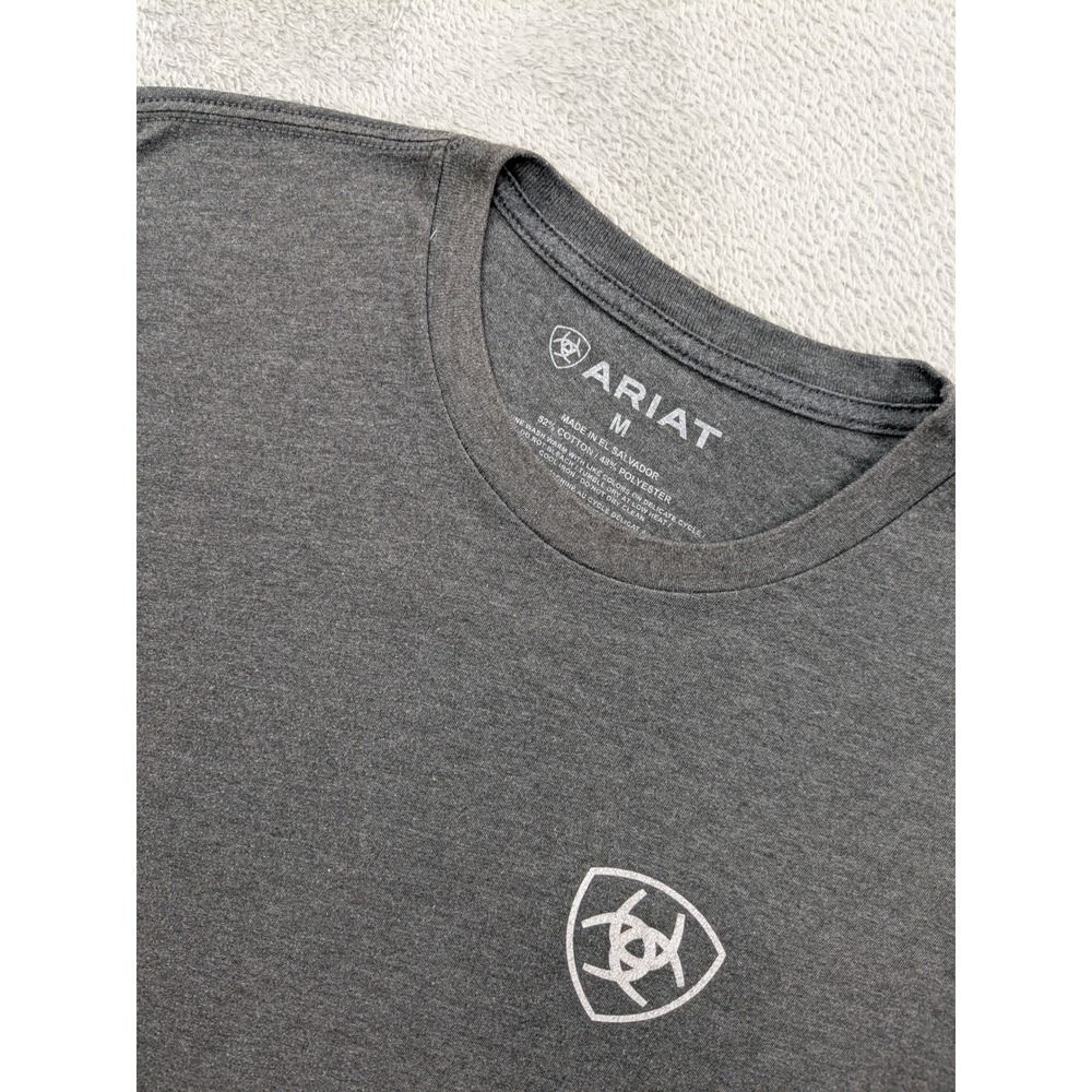 Ariat Mens T-Shirt Medium Charcoal Gray Short Sleeve Shield Logo Cotton Blend